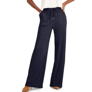 NWT MICHAEL KORS Navy Crepe Drawstring Flowy Wide Leg Pants XS